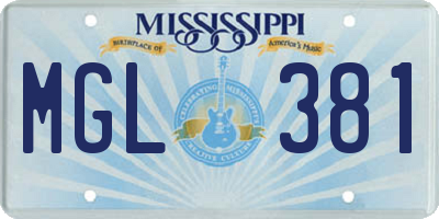 MS license plate MGL381