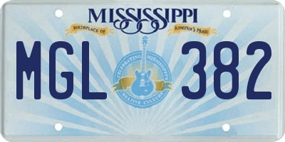 MS license plate MGL382