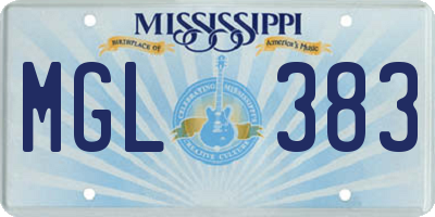MS license plate MGL383