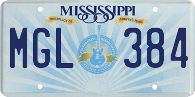 MS license plate MGL384