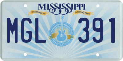 MS license plate MGL391