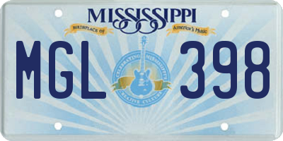 MS license plate MGL398