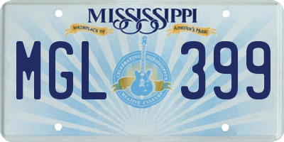 MS license plate MGL399