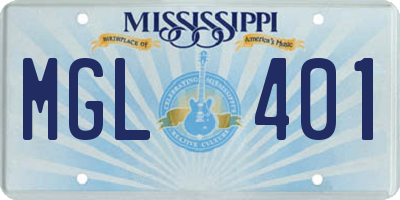 MS license plate MGL401