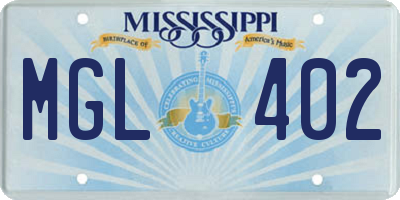 MS license plate MGL402