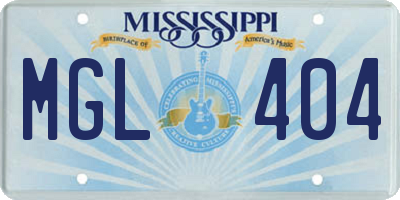 MS license plate MGL404