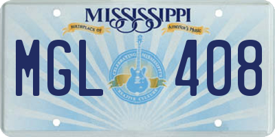 MS license plate MGL408