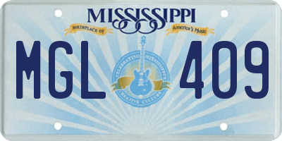 MS license plate MGL409