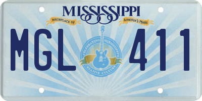 MS license plate MGL411