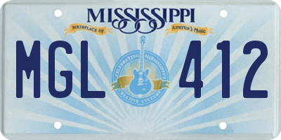 MS license plate MGL412