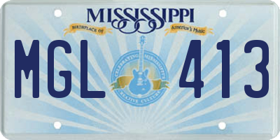 MS license plate MGL413