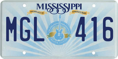 MS license plate MGL416