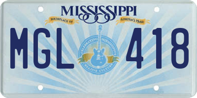 MS license plate MGL418