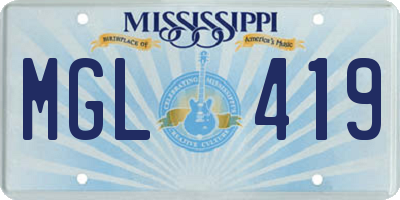 MS license plate MGL419