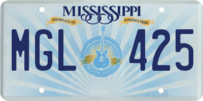 MS license plate MGL425