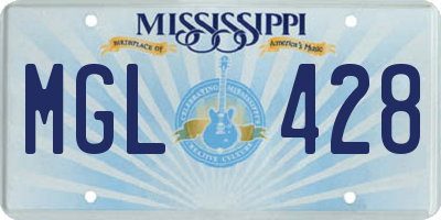 MS license plate MGL428