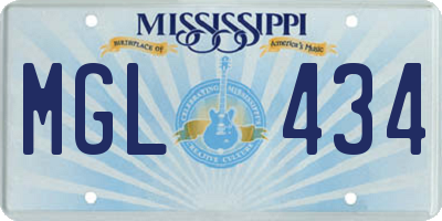 MS license plate MGL434