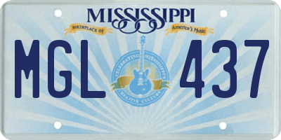 MS license plate MGL437