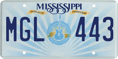 MS license plate MGL443
