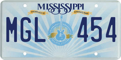 MS license plate MGL454