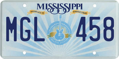 MS license plate MGL458