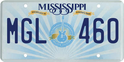 MS license plate MGL460