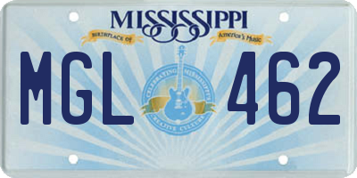 MS license plate MGL462