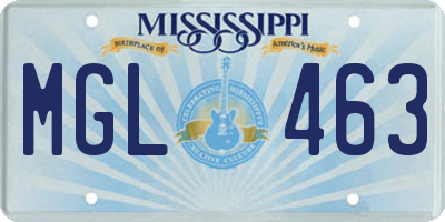 MS license plate MGL463
