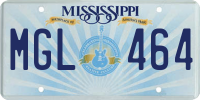 MS license plate MGL464