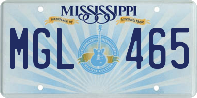 MS license plate MGL465