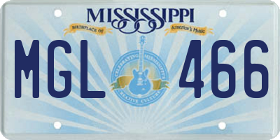 MS license plate MGL466