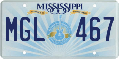 MS license plate MGL467