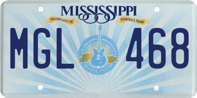 MS license plate MGL468
