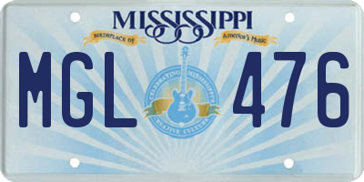 MS license plate MGL476