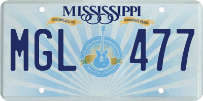 MS license plate MGL477