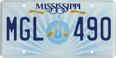 MS license plate MGL490