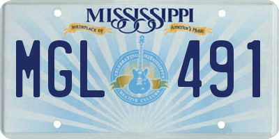 MS license plate MGL491