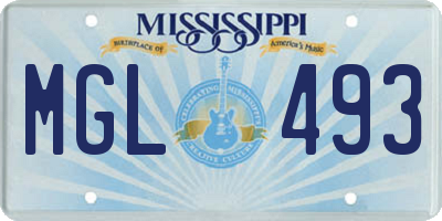MS license plate MGL493