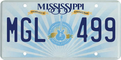 MS license plate MGL499