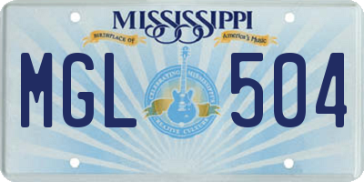 MS license plate MGL504