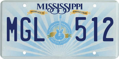 MS license plate MGL512