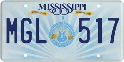 MS license plate MGL517