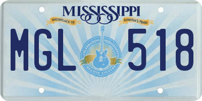 MS license plate MGL518