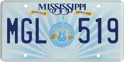 MS license plate MGL519