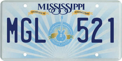 MS license plate MGL521