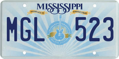 MS license plate MGL523