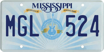 MS license plate MGL524