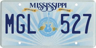 MS license plate MGL527