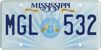 MS license plate MGL532