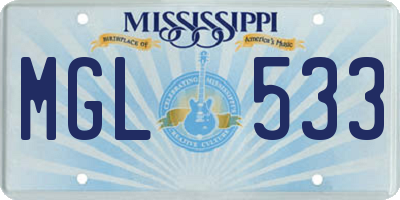 MS license plate MGL533